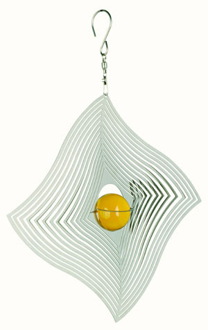 Windspiel COSMO Diamant-Welle mit gelber Kugel